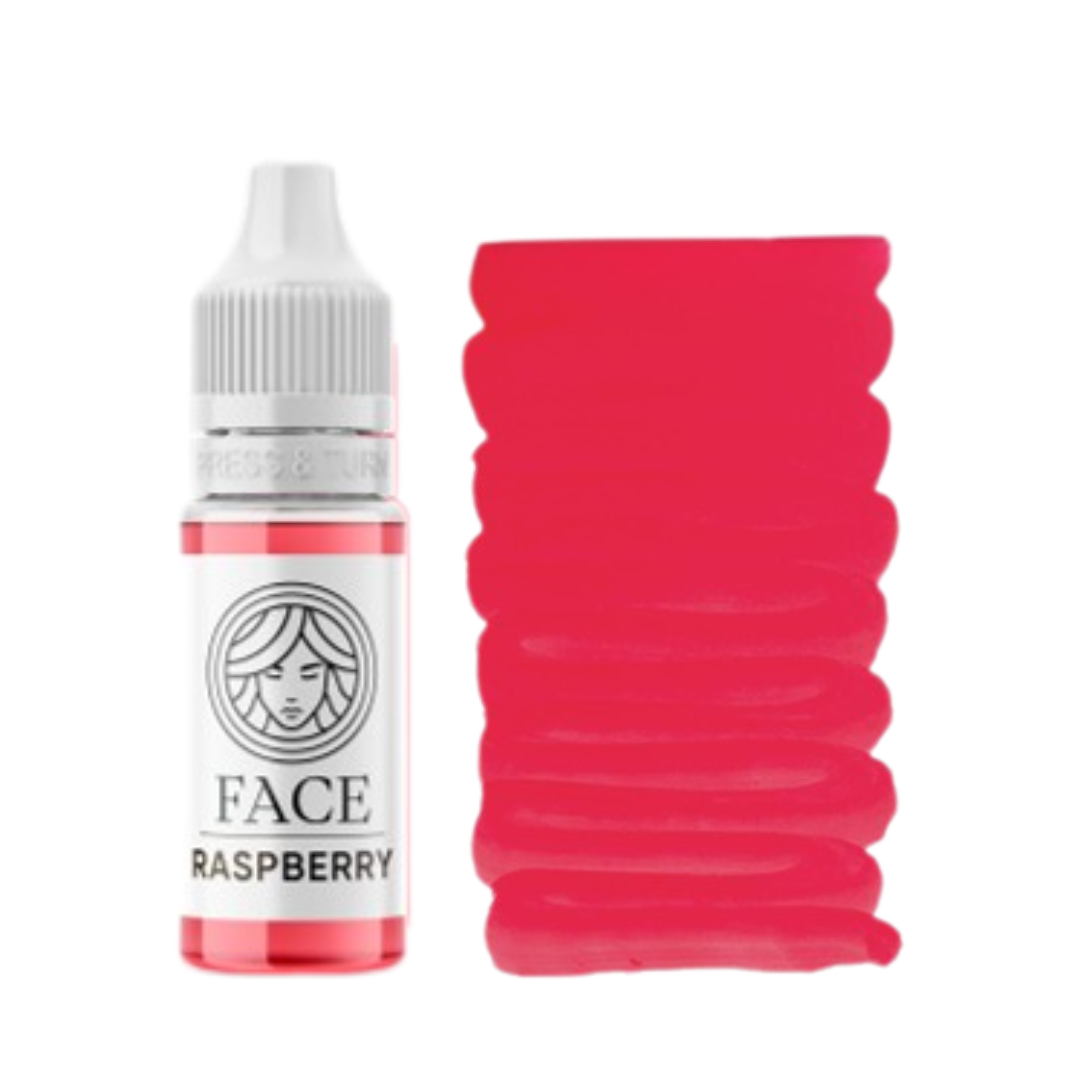 Textura pigmento PMU labios FACE Raspberry rosa intenso cálido efecto lip blush vibrante alta saturación profesional