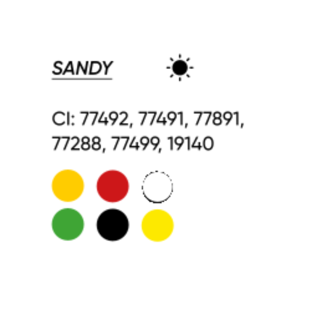 Guía color pigmento PMU FACE Sandy marrón dorado cálido con base amarilla para cejas rubias y piel madura