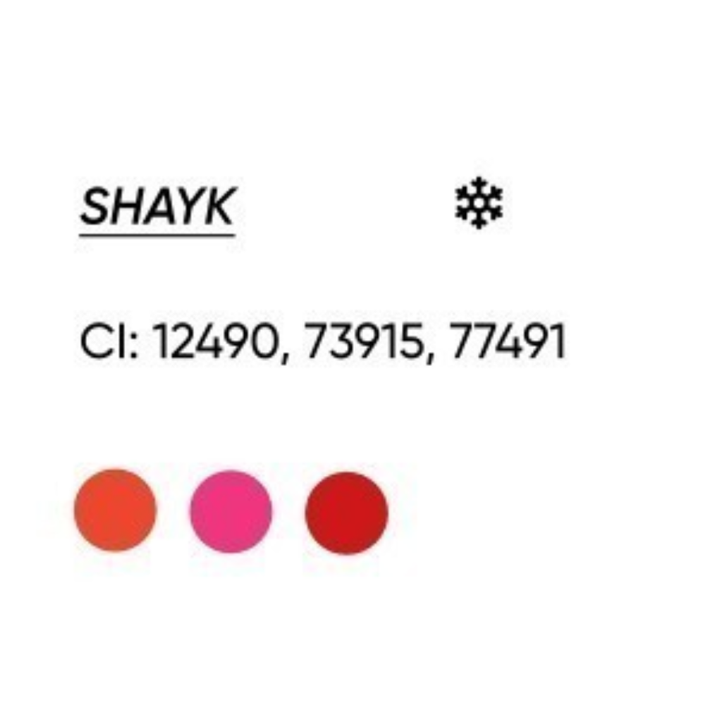 INCI pigmento PMU FACE Shayk CI 12490 CI 73915 CI 77491 composición profesional para micropigmentación labial
