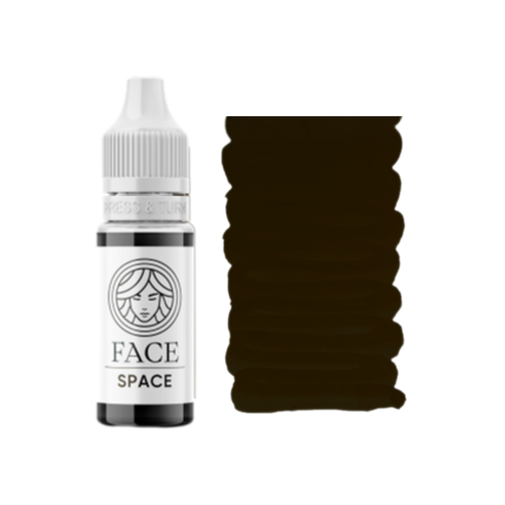 Textura swatch FACE Space pigmento PMU negro intenso para eyeliner y micropigmentación profesional de ojos