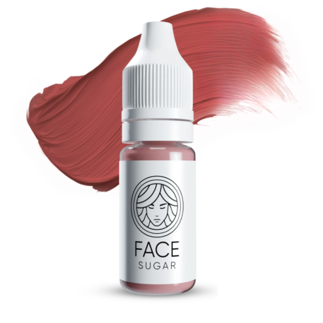 Textura swatch pigmento PMU FACE Sugar nude cálido caramelo para labios naturales y luminosos