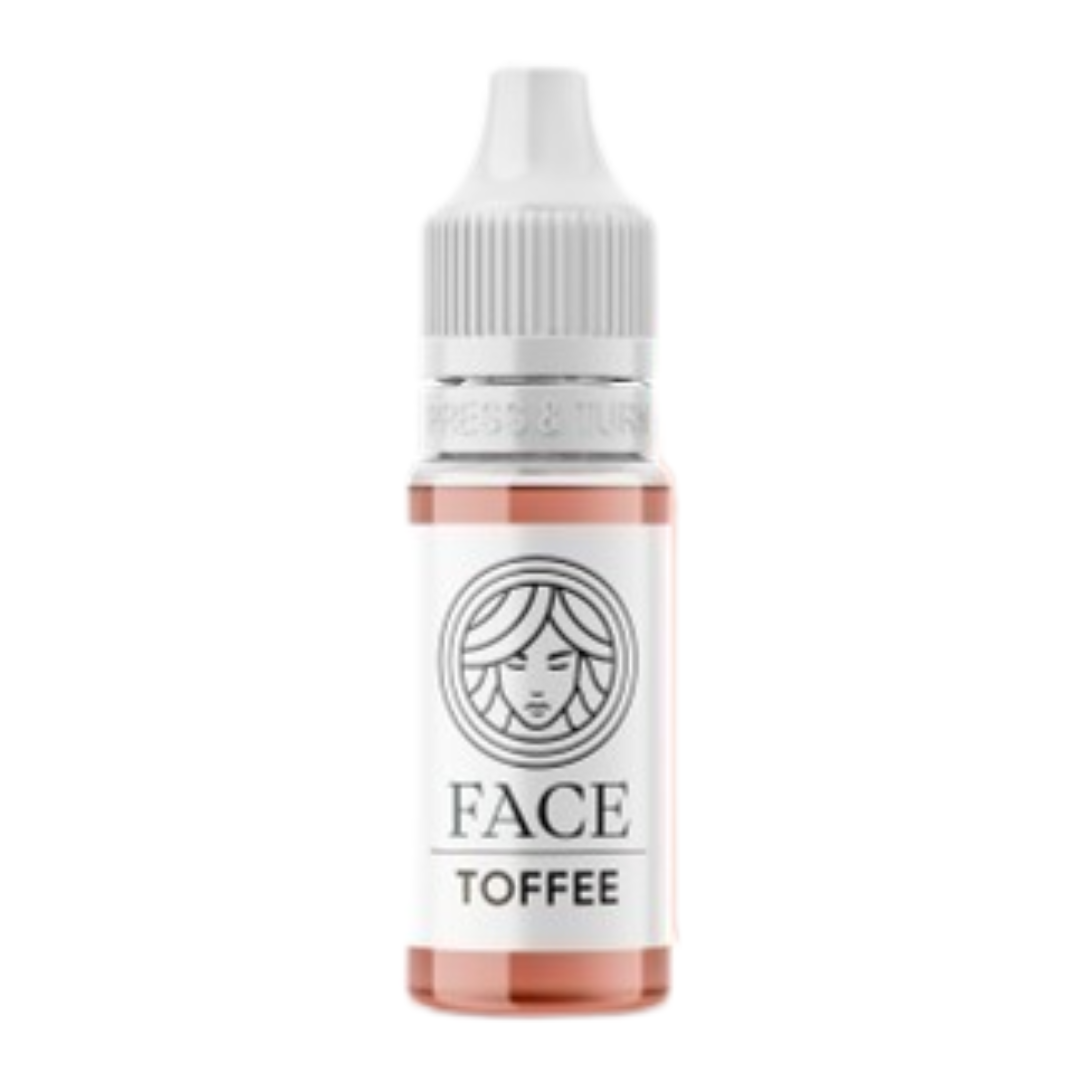 Frasco profesional pigmento PMU FACE Toffee para labios color marrón rosado cálido ideal para nude lips y micropigmentación labial