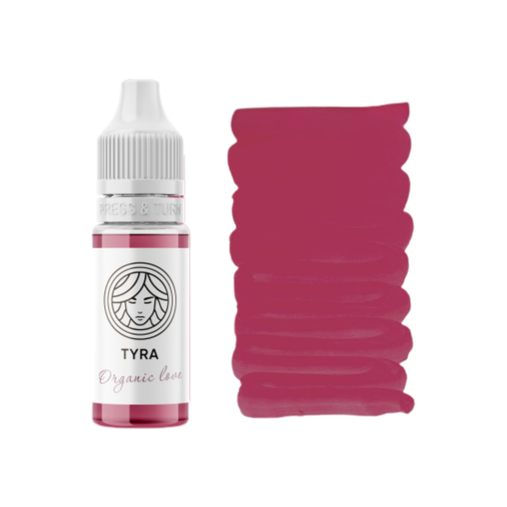 Textura pigmento PMU labios FACE Tyra swatch tonalidad uva fría efecto saturado alta intensidad micropigmentación