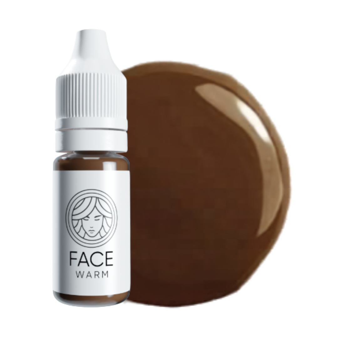Textura pigmento mineral FACE Warm marrón cálido para micropigmentación de cejas con acabado natural y cálido profesional