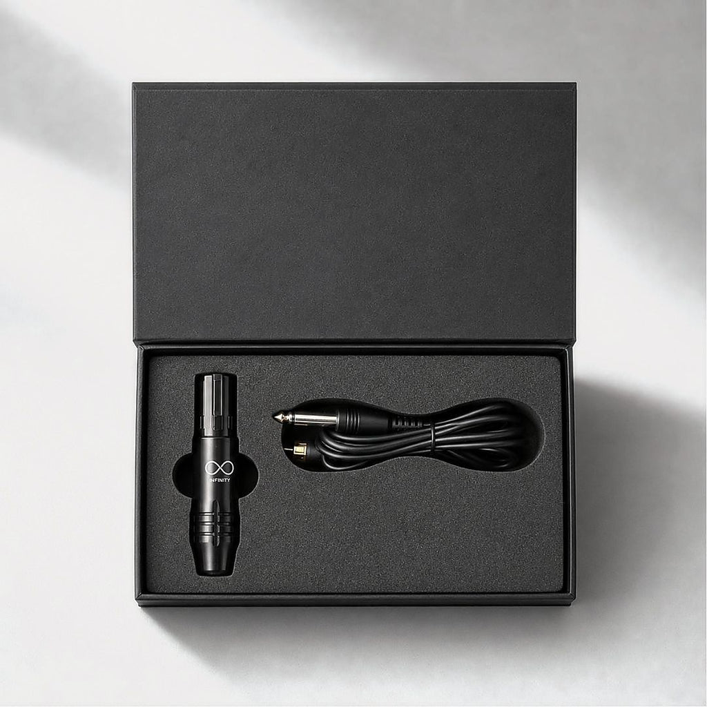 Kit Infinity Mini negro con máquina de micropigmentación, cable RCA y estuche para uso profesional PMU