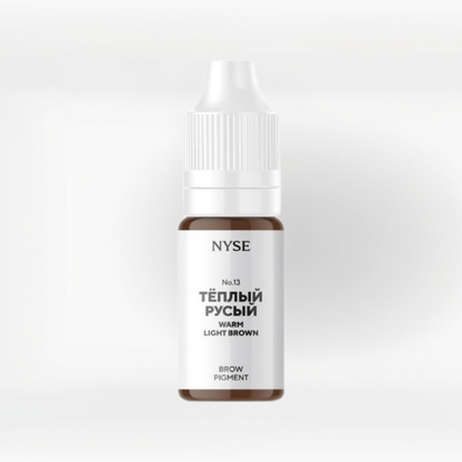 Frasco de pigmento mineral PMU NYSE N.º 13 Warm Light Brown castaño claro cálido para cejas rubias y pieles frías