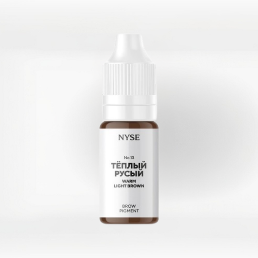 Frasco de pigmento mineral PMU NYSE N.º 13 Warm Light Brown castaño claro cálido para cejas rubias y pieles frías