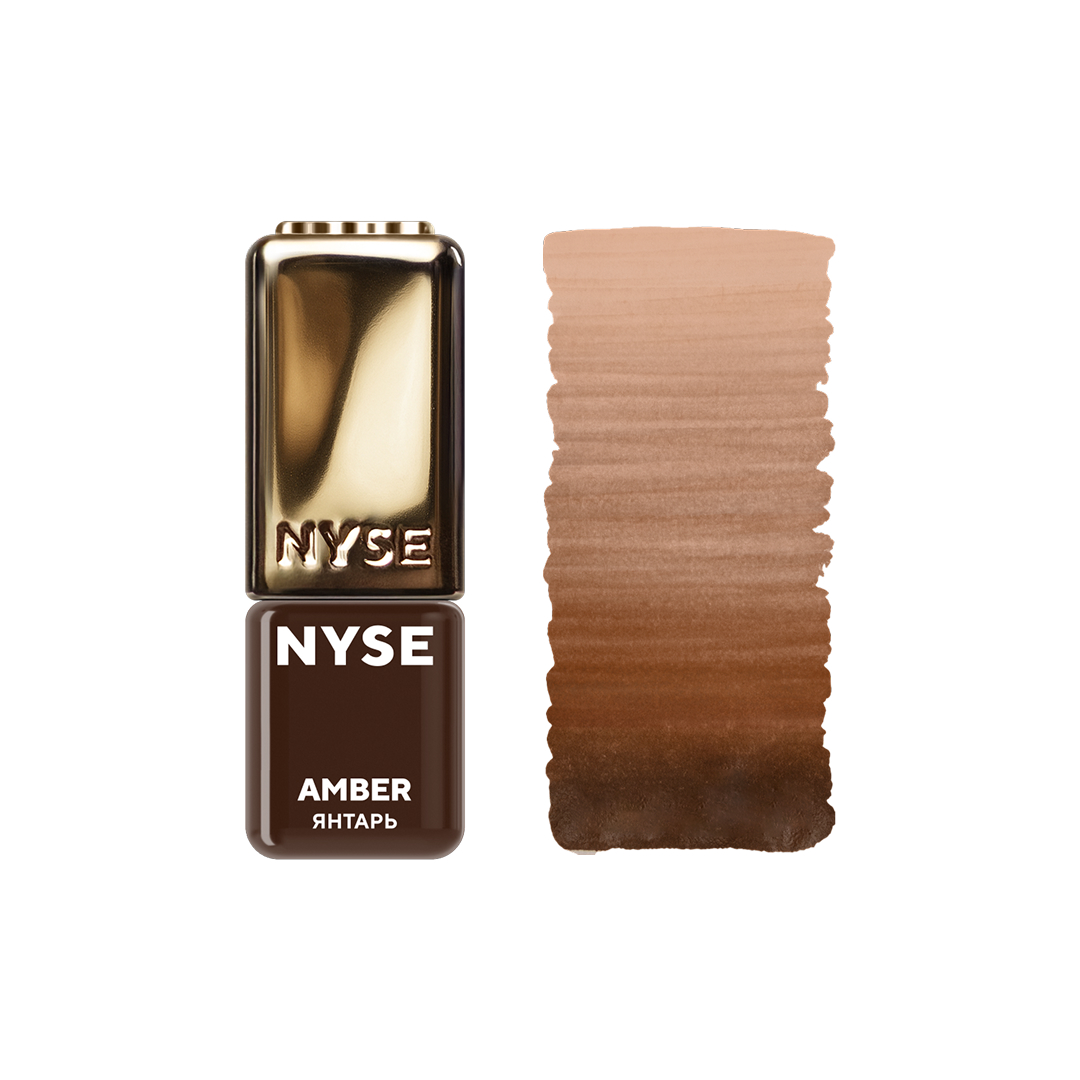 Pigmento PMU cejas NYSE Amber 5 ml marrón cálido ambarino con swatch textura profesional micropigmentación