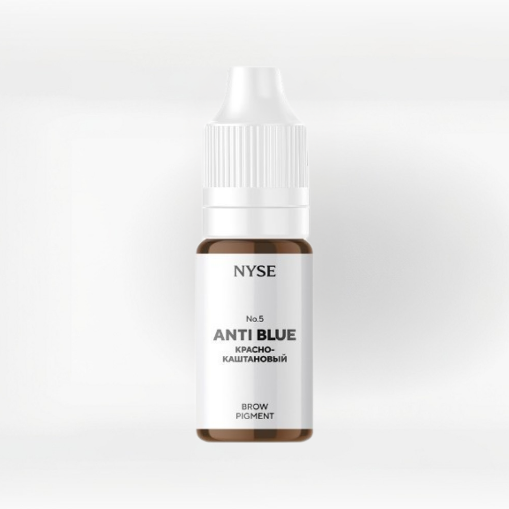 Frasco pigmento PMU cejas NYSE Anti Blue No5 corrector marrón cálido para neutralizar tonos fríos en micropigmentación profesional 5 ml y 10 ml
