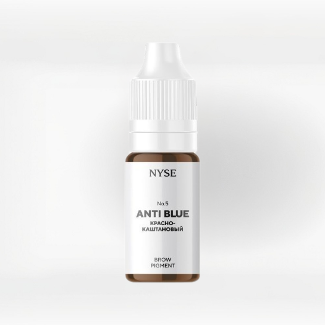 Frasco pigmento PMU cejas NYSE Anti Blue No5 corrector marrón cálido para neutralizar tonos fríos en micropigmentación profesional 5 ml y 10 ml