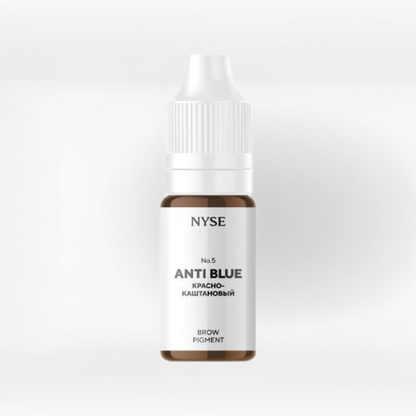 Frasco pigmento PMU cejas NYSE Anti Blue No5 corrector marrón cálido para neutralizar tonos fríos en micropigmentación profesional 5 ml y 10 ml