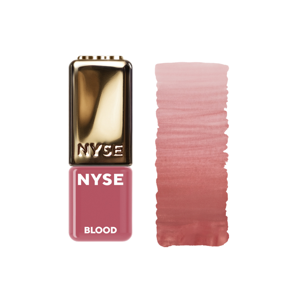 Pigmento PMU NYSE Blood 5 ml rosa pastel cálido frasco profesional con swatch textura degradado natural