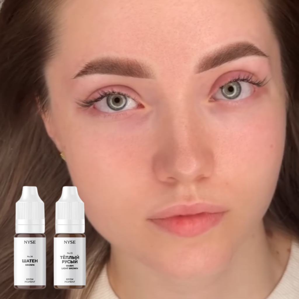 Resultado de micropigmentación de cejas con NYSE Brown No14 marrón medio neutro efecto natural en pieles medias
