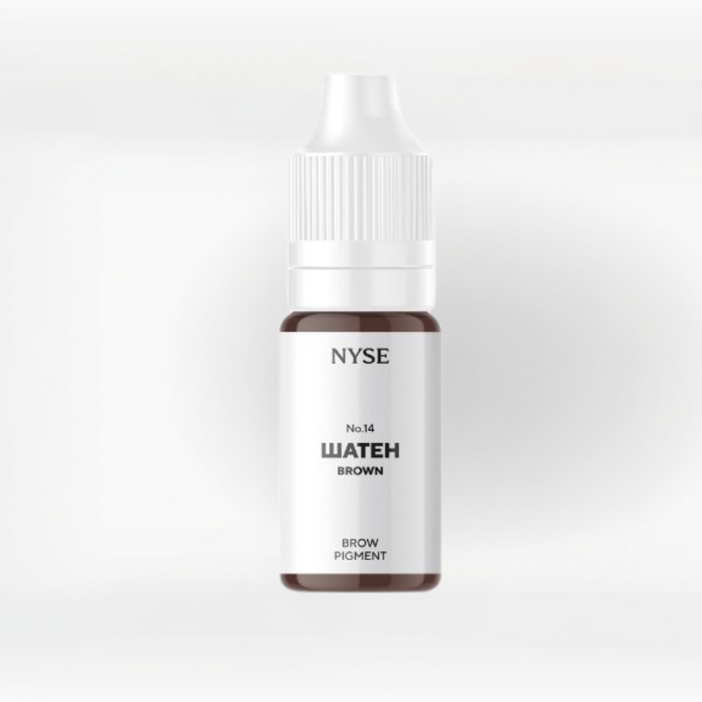 Frasco pigmento cejas NYSE Brown No14 marrón neutro para micropigmentación profesional acabado natural