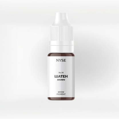 Frasco pigmento cejas NYSE Brown No14 marrón neutro para micropigmentación profesional acabado natural