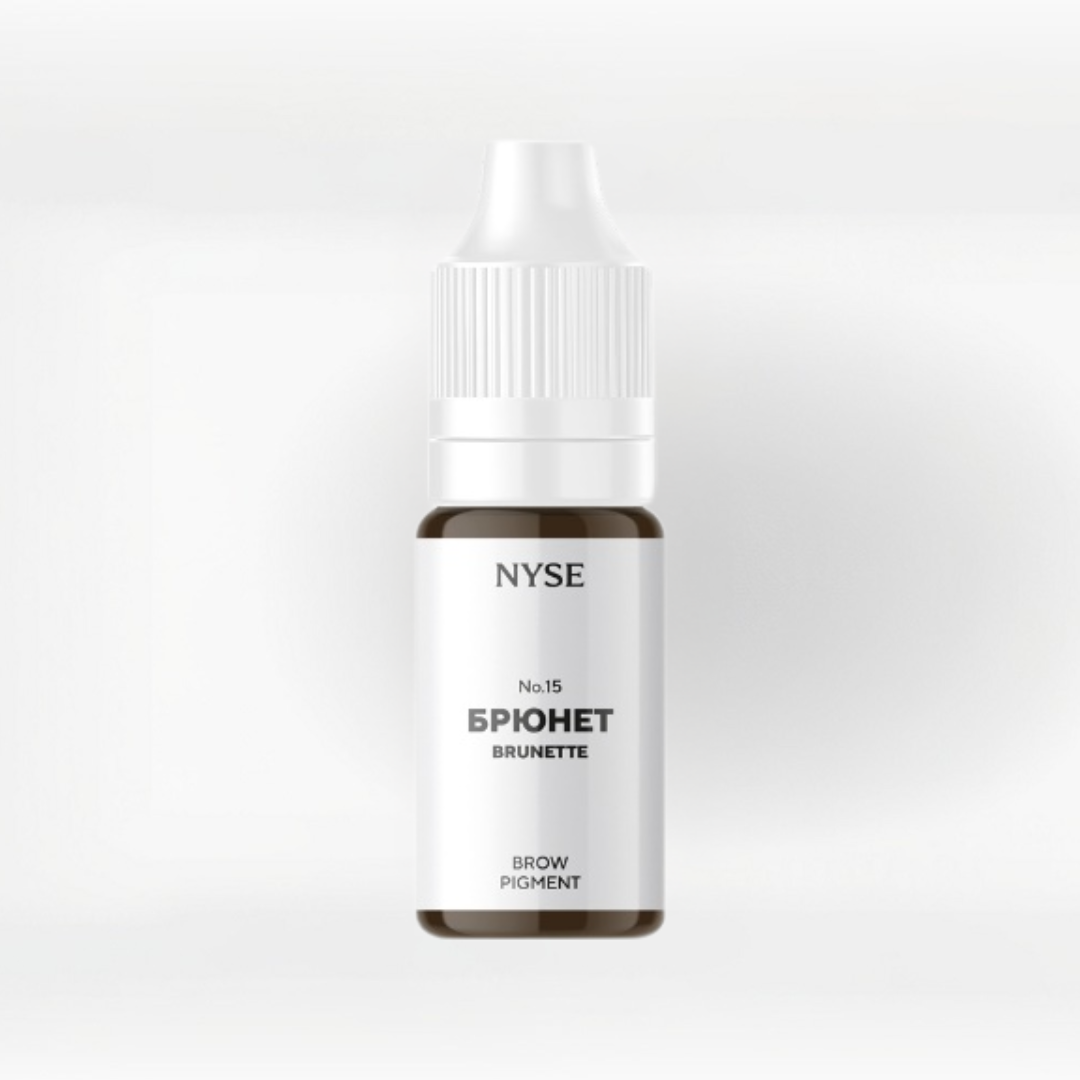 Envase del pigmento NYSE Brunette No15 para cejas tono oscuro para trabajos de micropigmentación definidos