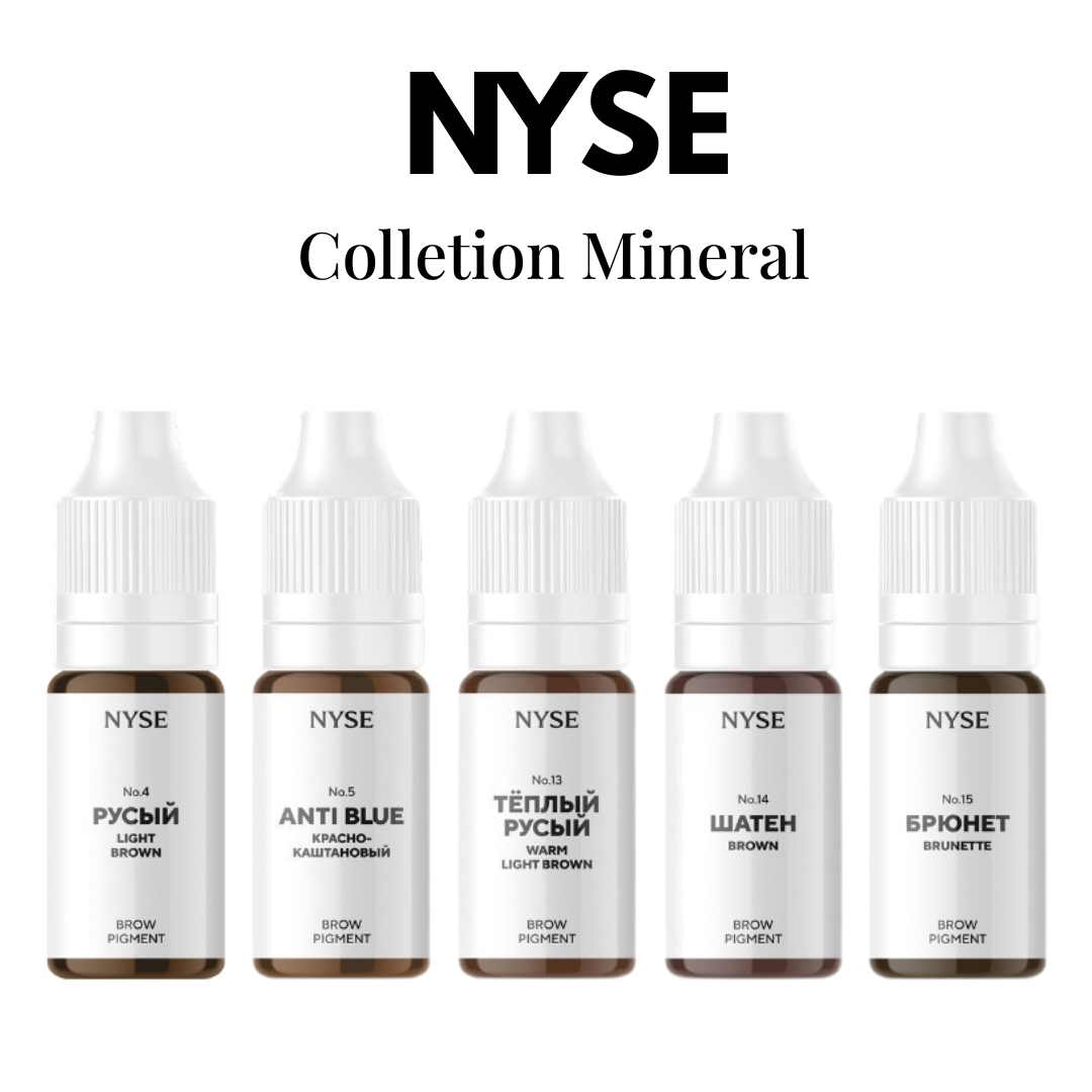 Colección de pigmentos minerales NYSE para cejas con tonos profesionales para micropigmentación natural y equilibrada