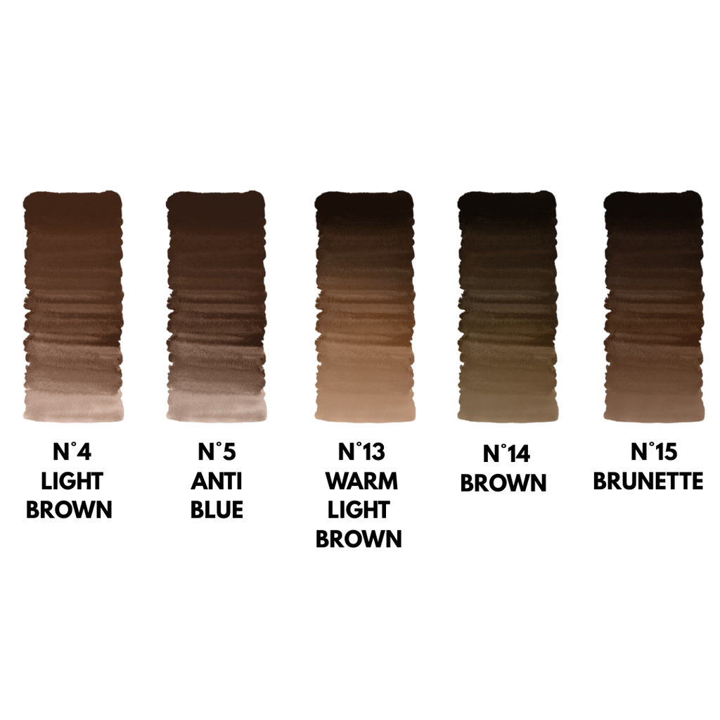 Guía de tonos de pigmentos cejas NYSE mineral con Brown No14 para micropigmentación profesional y elección de color