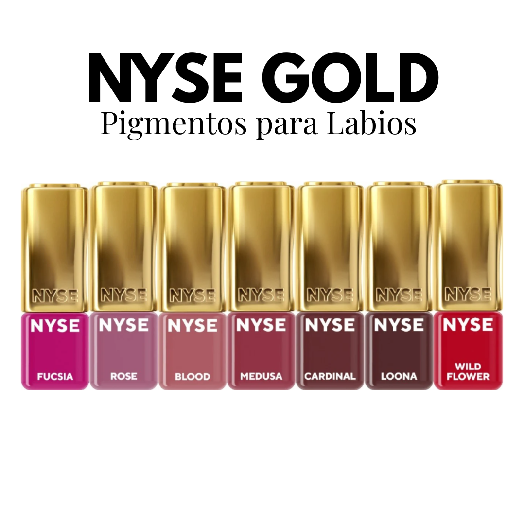Colección completa NYSE Gold pigmentos PMU profesionales para labios línea premium alta estabilidad cromática