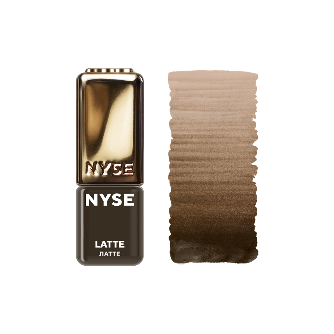 Pigmento PMU para cejas NYSE Latte 5 ml con swatch marrón neutro frío para micropigmentación profesional