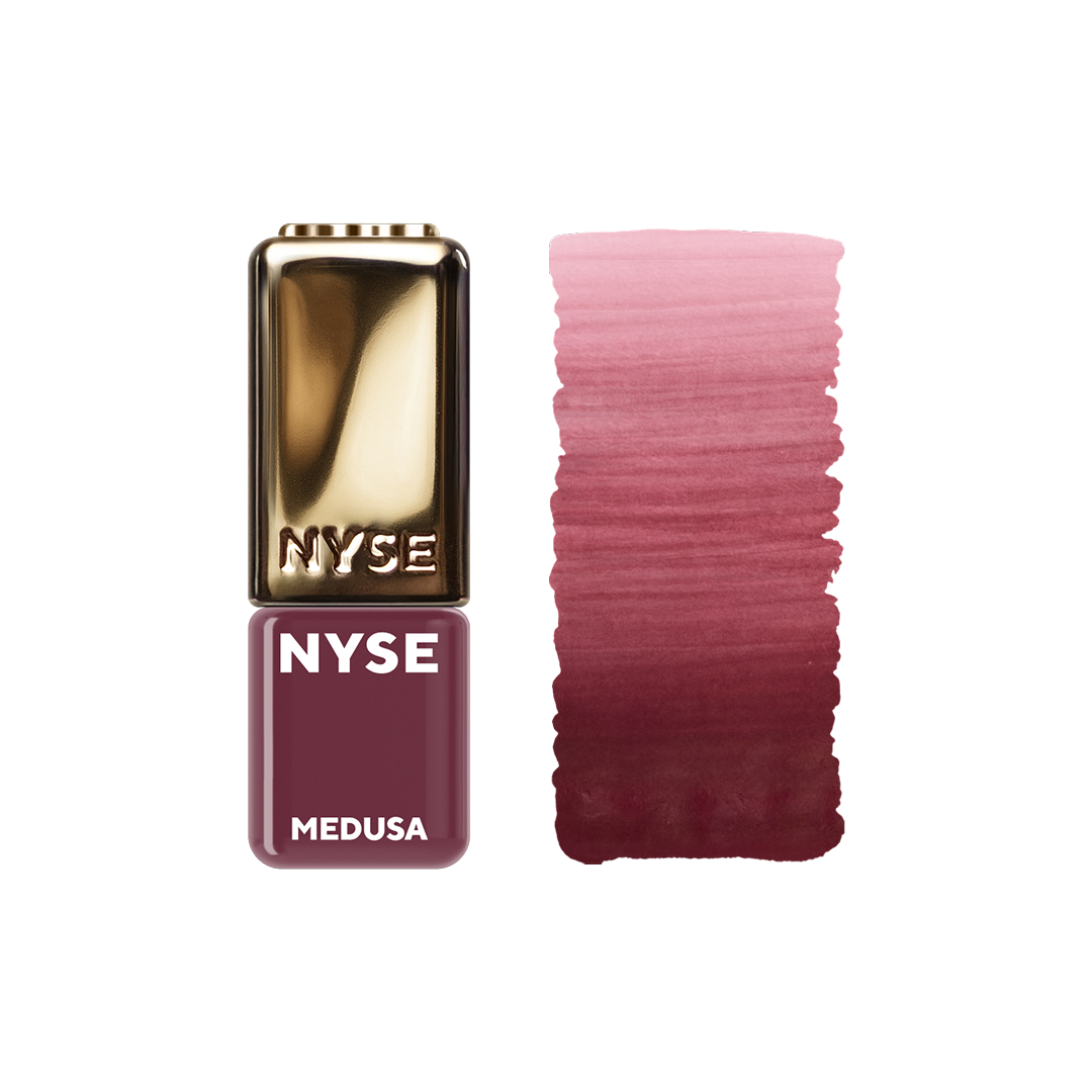 Pigmento PMU NYSE Medusa 5 ml vino intenso frío frasco profesional con swatch degradado alta cobertura