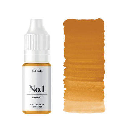 Corrector PMU NYSE No1 Honey amarillo miel textura swatch pigmento mineral para cejas aclarar y calentar mezclas profesionales