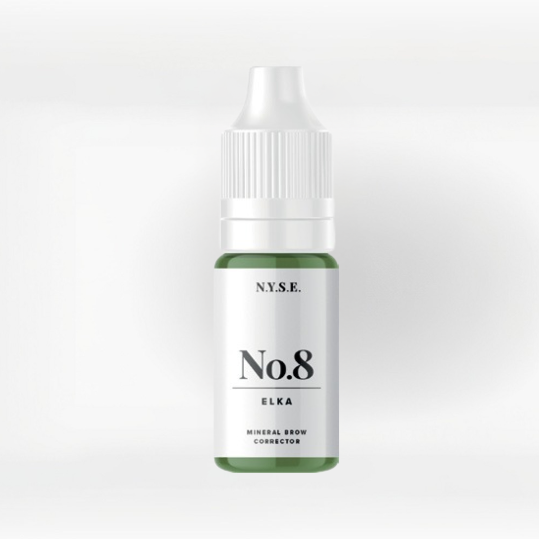 Corrector PMU NYSE No.8 Elka verde frío para cejas frasco profesional packaging original neutralizador de tonos rojos y cálidos