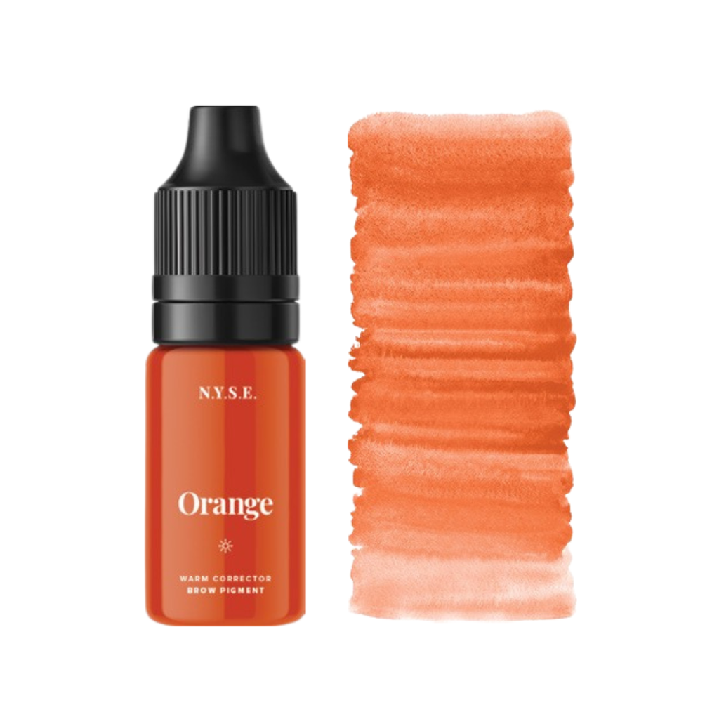 Textura pigmento corrector naranja NYSE Orange uso en mezcla para calentar pigmentos y corregir cejas grises o azuladas