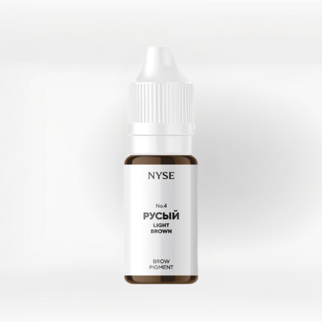 Frasco original del pigmento PMU para cejas NYSE Rusy No4 marrón claro frío equilibrado, tono profesional para micropigmentación natural, disponible en 5 ml y 10 ml