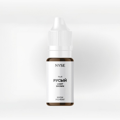 Frasco original del pigmento PMU para cejas NYSE Rusy No4 marrón claro frío equilibrado, tono profesional para micropigmentación natural, disponible en 5 ml y 10 ml
