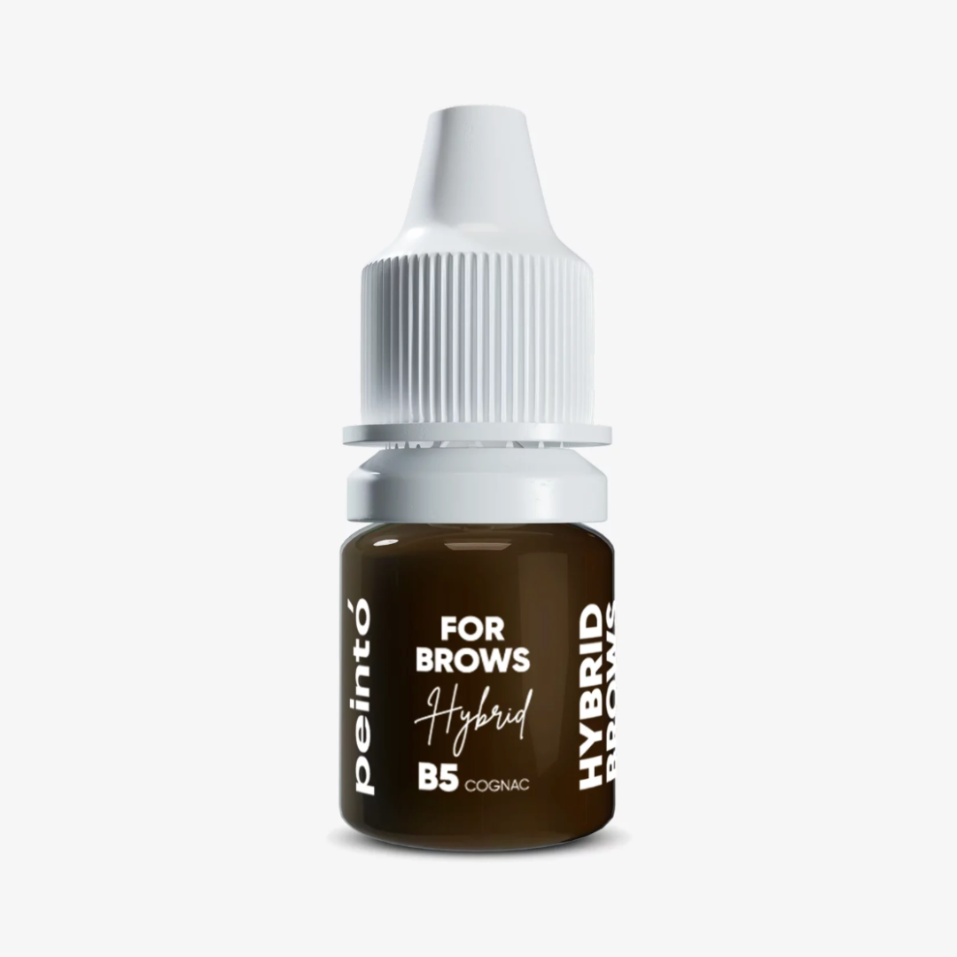 Pigmento híbrido Peintó B5 Cognac para cejas marrón coñac cálido con base rojiza disponible en formatos de 5 ml y 10 ml