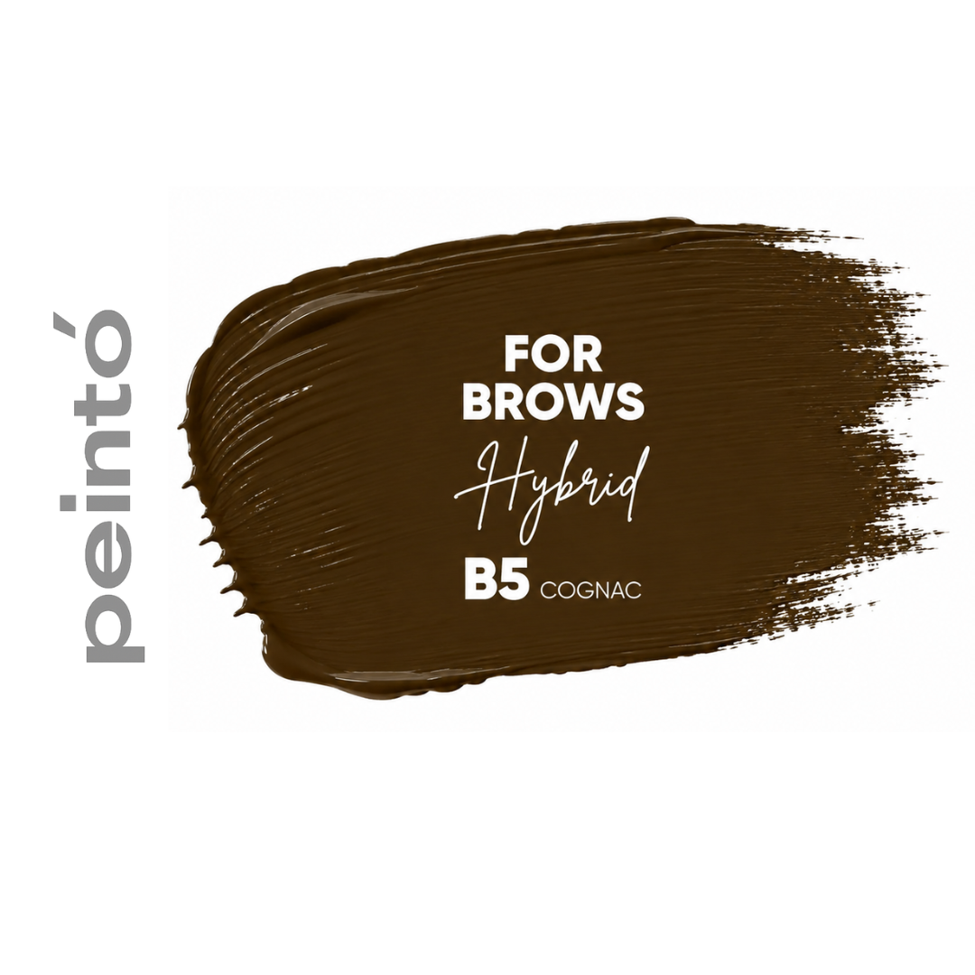 Textura del pigmento híbrido Peintó B5 Cognac marrón cálido rojizo para micropigmentación profesional de cejas en pieles frías y vasculares