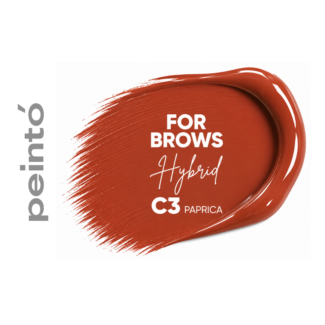 Textura del corrector PMU Peintó C3 Paprica naranja cálido para compensar subtonos fríos en procedimientos de cejas
