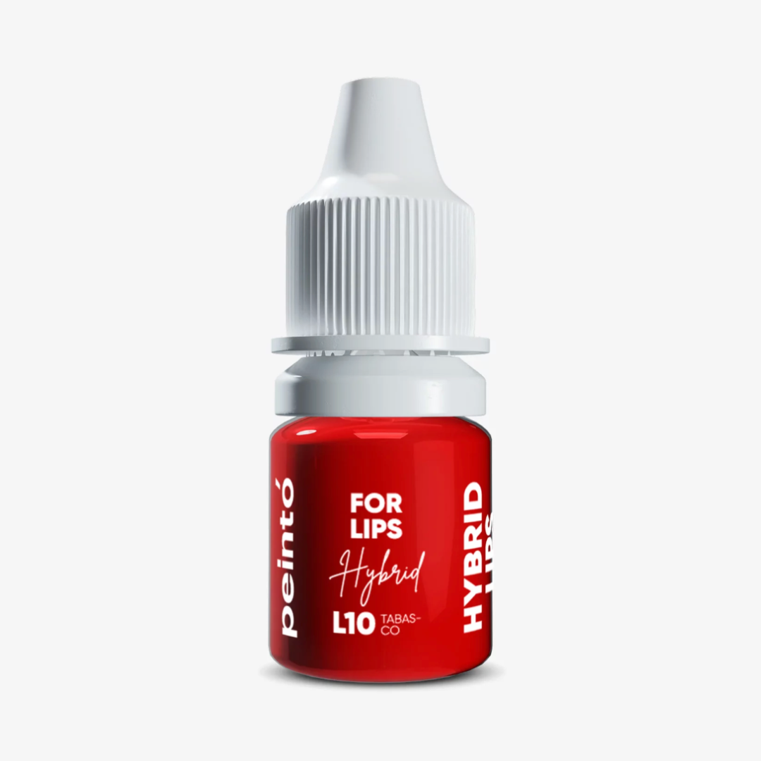 Pigmento PMU para labios Peinto L10 Tabasco fórmula híbrida rojo intenso frío frasco profesional para micropigmentación labial