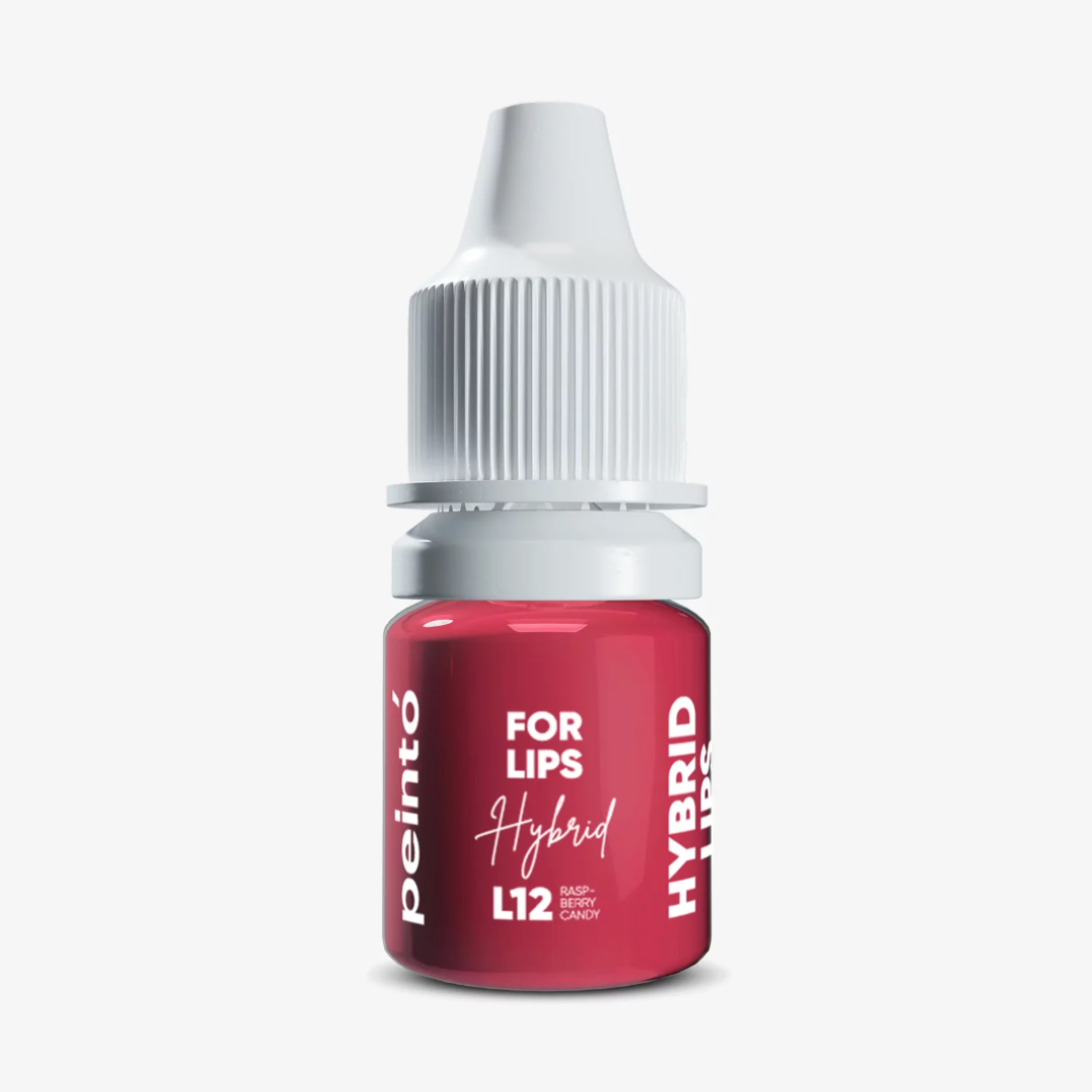 Pigmento PMU para labios Peinto L12 Raspberry Candy fórmula híbrida rosa fucsia neutro frasco profesional para micropigmentación labial