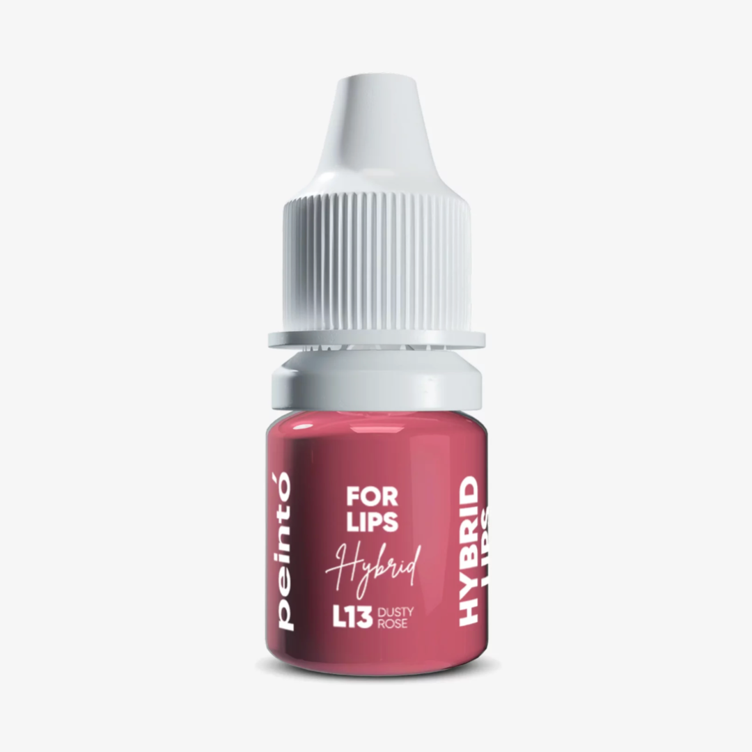 Pigmento PMU para labios Peinto L13 Dusty Rose fórmula híbrida rosa nude empolvado frasco profesional para micropigmentación labial