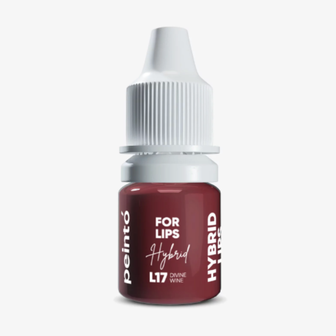 Pigmento PMU para labios Peinto L17 Divine Wine fórmula híbrida color rubí intenso neutro frasco profesional para micropigmentación labial