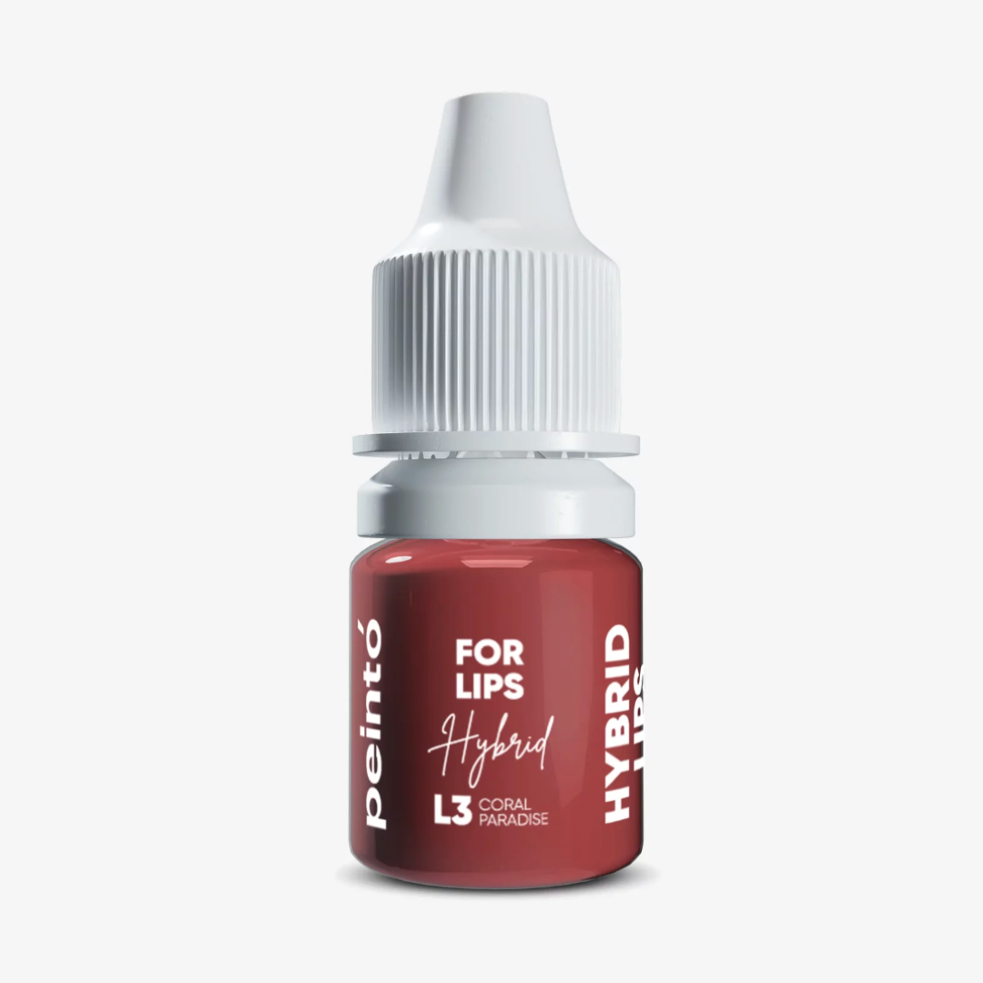 Pigmento PMU para labios Peinto L3 Coral Paradise disponible en 5 ml y 10 ml tono coral cálido fórmula híbrida profesional para micropigmentación labial