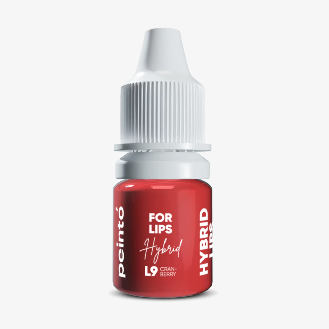 Pigmento PMU para labios Peinto L9 Cranberry fórmula híbrida rojo arándano intenso frasco profesional para micropigmentación labial