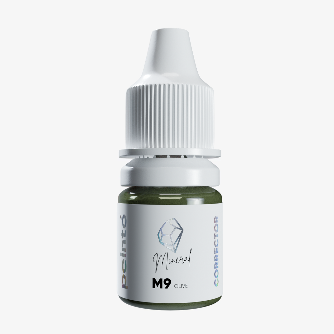 Corrector PMU Peintó Mineral M9 Olive para cejas color oliva frío de alta pigmentación en envase profesional