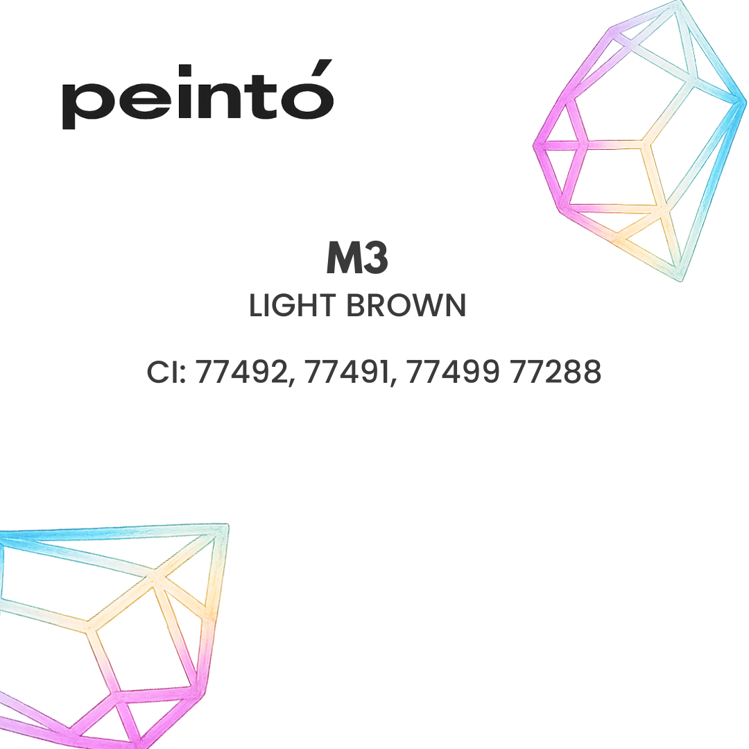 Pigmento PMU Peintó Mineral M3 Light Brown para cejas marrón cálido de saturación media ficha técnica con composición CI 77492 CI 77491 CI 77499 CI 77288