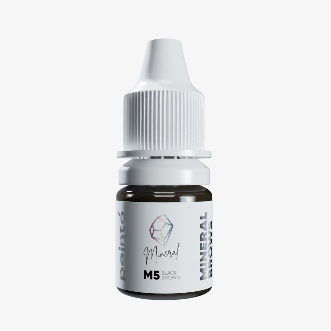 Pigmento PMU Peintó Mineral M5 Black Brown para cejas marrón negro neutro disponible en formatos profesionales de 5 ml y 10 ml