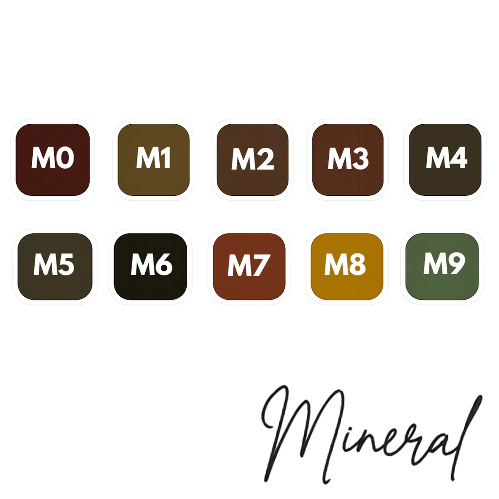 Peintó Mineral M6 Extra Black dentro de la carta de colores profesional PMU tono negro intenso de máxima profundidad para cejas