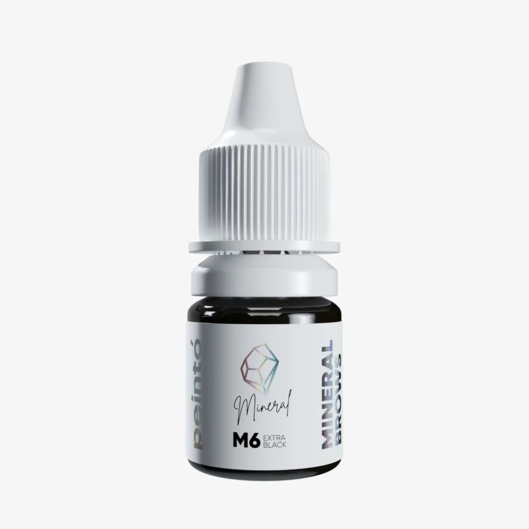 Pigmento PMU Peintó Mineral M6 Extra Black para cejas negro extra intenso disponible en formatos profesionales de 5 ml y 10 ml