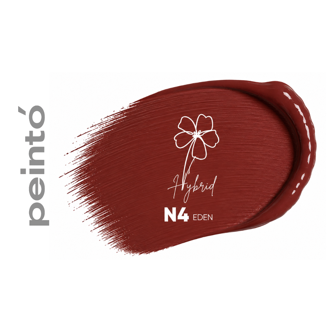 Textura pigmento PMU Peinto N4 Eden terracota rojo marrón cálido con acabado aterciopelado para micropigmentación profesional de labios