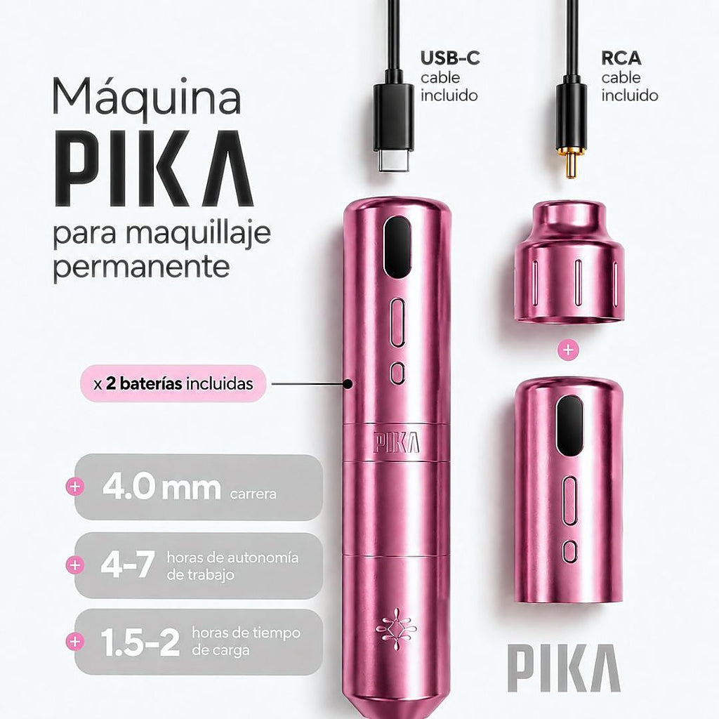 PIKA Wireless máquina PMU con carrera de 4,0 mm, conexión USB-C y RCA, sistema de batería para maquillaje permanente