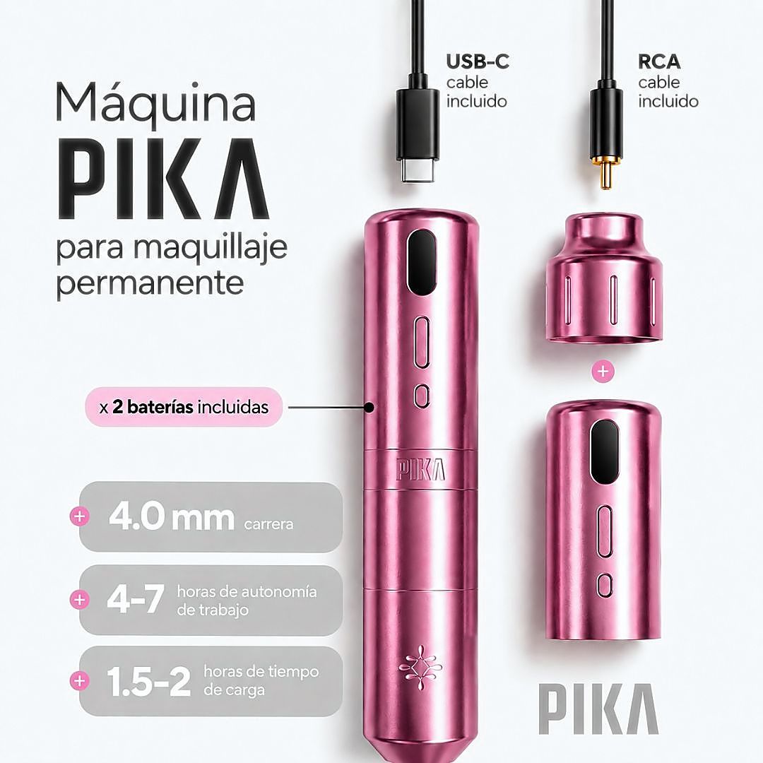 PIKA Wireless máquina PMU con carrera de 4,0 mm, conexión USB-C y RCA, sistema de batería para maquillaje permanente