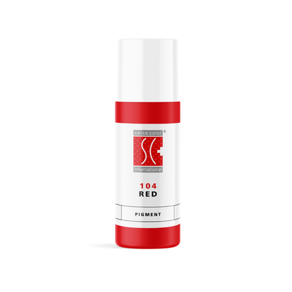 Pigmento PMU Swiss Color 104 Red 5 ml rojo cálido intenso frasco profesional micropigmentación labios packaging original