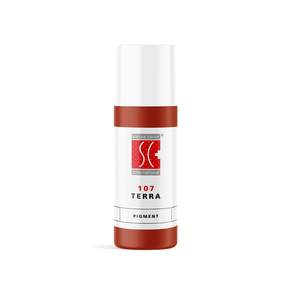 Pigmento PMU Swiss Color 107 Terra 5 ml tono marrón rojizo cálido para micropigmentación de labios profesional
