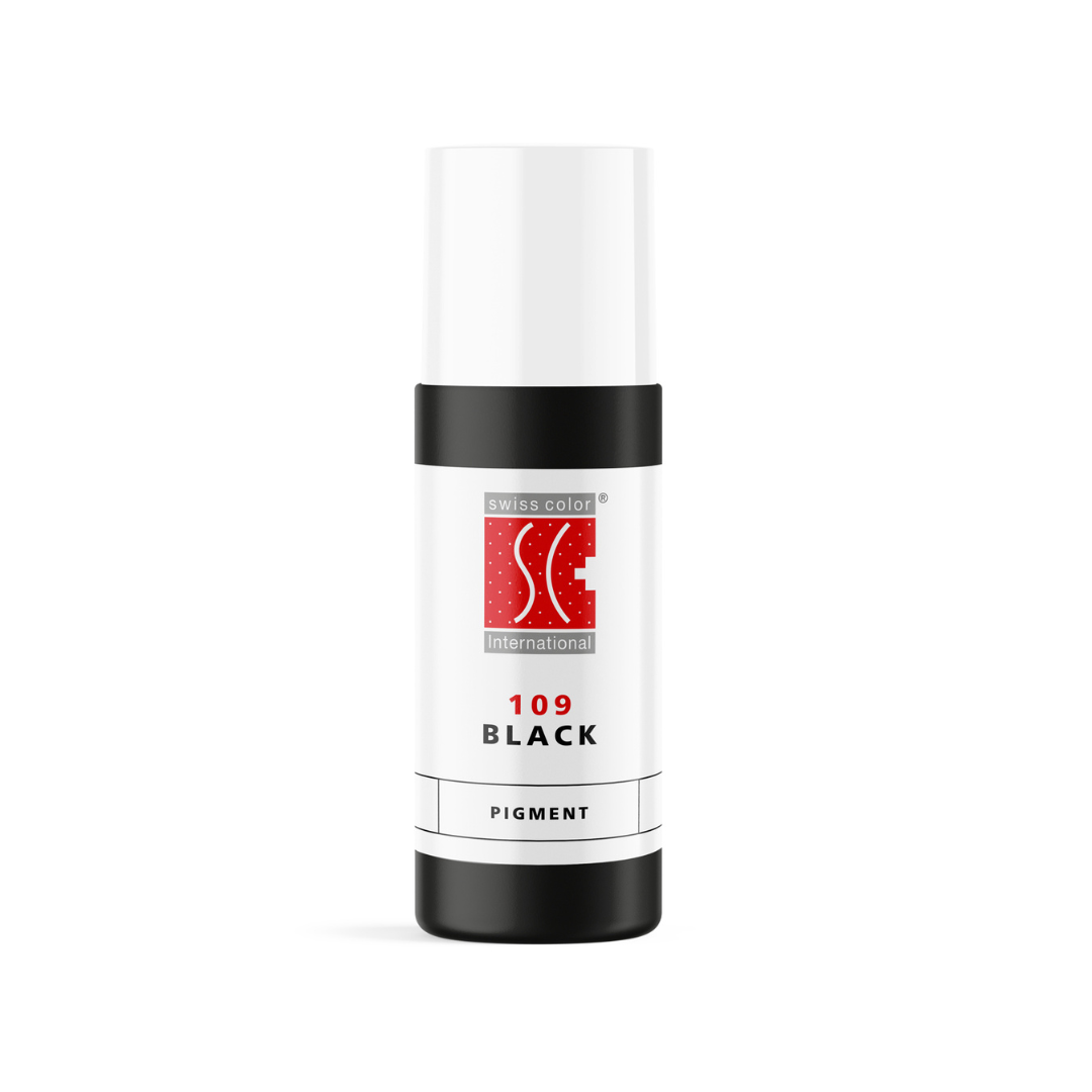 Negro pigmento PMU Swiss Color 109 Nero 5 ml tono negro frío frasco profesional para eyeliner y micropigmentación avanzada